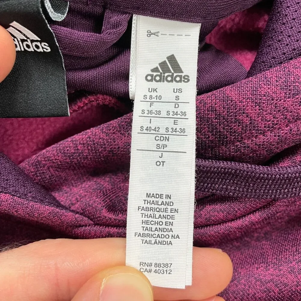 Adidas Clima Warm Hoodie Sweatshirt Womens Small Maroon Thumbholes Drawstring